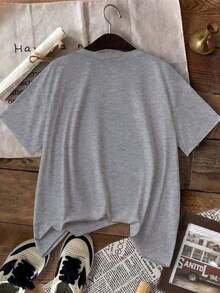 Summer Clothes 2026 Summer Shirt 2026 Loose Short Sleeve Dolman Style T-Shirt With Bow Print Loose And Comfortable Summer Tops Loose And Comfortable Summer Tops - High Quality And Breathable - 淺灰色 - 查看 3