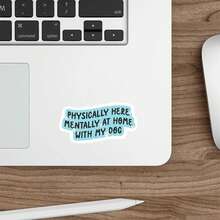 1/2/5pcs "Physically Here, Mentally At Home, With My Dog" Sticker,Funny Sarcastic Decal, Suitable For Water Bottle, Laptop, Car, Skateboard, For Students,Adults,Dog Owners - A - View 2