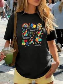 Dam-T-shirts - Svart - Visa 1