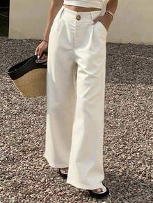 Women's Lightweight Linen Wide-Leg Pants, Loose Fit And Breathable - 杏色 - 查看 2