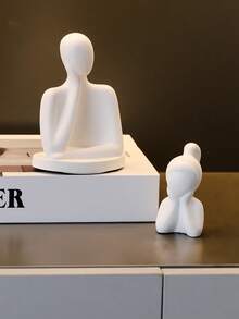 1PC Set Abstract Thinker Figurine, Minimalist White Resin Human Statue For Home Decor - one-size - View 7