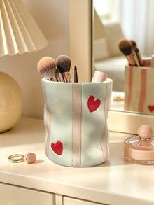 1pc High-End Nordic Style Donut Shaped Makeup Brush Holder, Multi-Functional Pen Cup Decor, Large Capacity For Home & Office Storage, Suitable For Brushes, Combs, Puffs - Multicolor - View 9