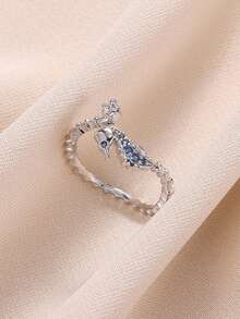 1pc Refreshing Ocean Style Rhinestone Seahorse Ring, 18K Gold Plated Open Band, Unique Design Accessory, Gift For Daily Wear And Commute - Multicolor - View 5