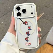 Miniso 漫威復仇者聯盟蜘蛛人個性蜘蛛網magsafe磁吸充電適用於iphone17/17promax/16/17pro/15/14/16plus/17air/13/15pro/12/15plus男款防摔保護殼相容apple - 白色 - 查看 1