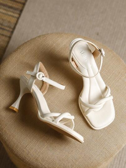 2026 Frühjahr/Sommer Neuankömmling Stilettos Römische Sandalen, elegante High Heel Schuhe, minimalistisch komfortable Mode Damenschuhe, Beige & Lila Farbe, schmale Stiletto High Heels