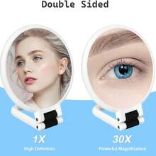 30X Magnifying Mirror, Travel Makeup Mirror With Handle - Double-Sided Handheld Mirror With 1X And 30X Magnification, Adjustable Handle, Foldable Compact Makeup Mirror - Multicolor - View 8