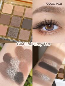 GOGO TALES Palet Eyeshadow Glazed 9 Warna, Termasuk Warna Biru, Warna Tanah, Cokelat Pink, dan Warna Smoky, Hasil Akhir Matte dan Berpigmen Tinggi, Highlighter dan Contour All-In-One, Cocok untuk Generasi Z GOGOTALES - Teh Abu-abu G04 - View 1