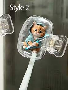 Portable Toothbrush Head Cover With Cute Blue And Pink Cat Pattern, Storage Box, Toothbrush Protective Sleeve, Essential Bathroom Accessory For Home, Business Travel, Daily Use And Outdoor Trips, Portable Toothbrush Storage Box And Travel Dust-Proof Toothbrush Head Cover, Protect Your Oral Health. Perfect Gift For Lovers, Friends, Family, Teachers, Travel Enthusiasts, Essential For Home And Dorm - Multicolor - View 14