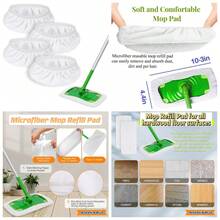 Reusable Microfiber Mop Refill Pads 4 Pack Washable Strong Absorption For Dry And Wet Mopping Fits 10-12 Inch Sweeper Mops - 1 - Xem 2