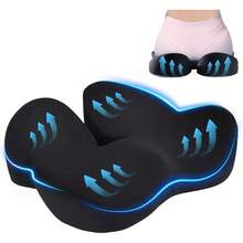 Almofada de Assento de Espuma de Memória de Tamanho Grande e Confortável, Almofada de Cadeira de Escritório / Assento de Carro / Cadeira de Rodas / Cadeira Gamer com Suporte Ergonômico, Antiderrapante - Preto - Visão 11