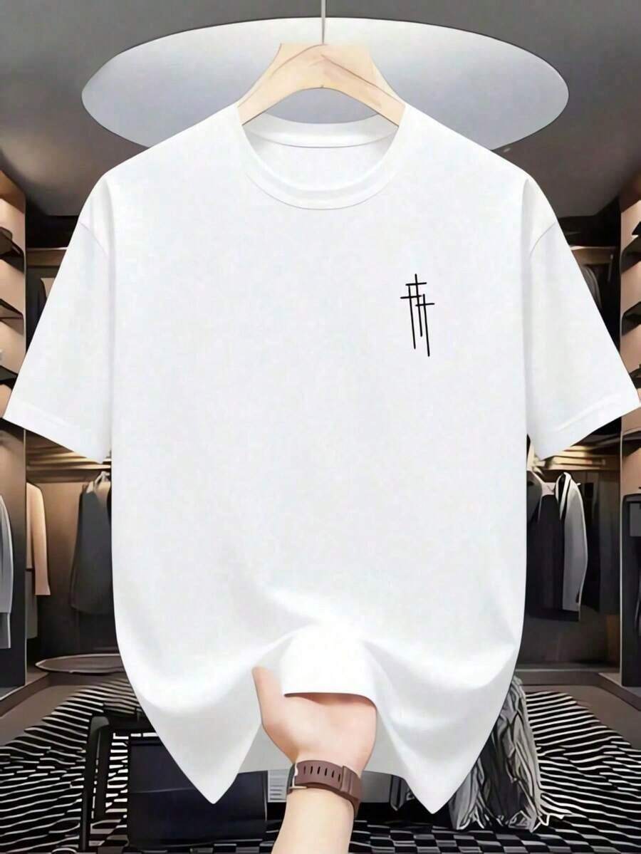 Camiseta de estilo casual con estampado sencillo, cuello redondo y mangas cortas, la versión básica clásica no distingue entre personas, y la parte superior holgada y relajada no genera sensación de restricción. Textura fina, agradable al tacto, transpirable, se puede usar durante mucho tiempo sin deformarse ni formar bolitas, el diseño de impresión de  de nicho es discreto y elegante, solo necesitas modelos básicos en verano, versátiles y combinables con todo tipo de prendas inferiores, cierra los ojos y no te equivocarás. - Blanco - Ver 1