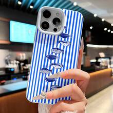 Sardine Stripes Design Phone Case Compatible With  17  16 Pro Max  15 Pro Max  13 And  12 Made Of TPU Material Providing Shock And Drop Protection A Great Gift For Family Friends Loved Ones Boyfriends Girlfriends And For Holidays - Blue - View 6