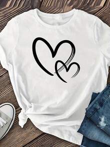 Graphic TeesHeart Shirt, Valentine'S Day Shirt, Valentine'S Day Gift, Cute Valentines Shirt, Self Love Shirt, Gifts for Girlfriend, Women Heart Shirt100% cotton - Blanco - Ver 1