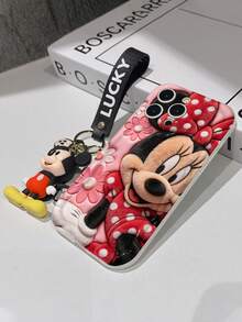 Disney Mickey Mouse Clubhouse Phone Case : 3D Fluffy Pattern Border Protector Phone Soft Phone Case With A Free Cute Mickey Bracelet Chain Lanyard, Mickey, Minnie, Goofy, Donald Duck, Daisy Duck, Pluto, For Apple 17 Promax 17 Pro 16 15 14 13 12 11 Pro Max XS Max X XR Soft Cover Summer Phone Case - trắng - Xem 7