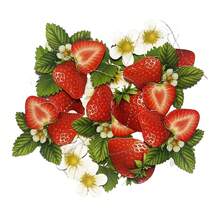 1 set Decoraciones de fiesta de fresa con colores brillantes realistas, impresión a doble cara, guirnalda colgante de hojas y flores de fresa, banderín para fiesta con tema de bayas, cumpleaños de niñas, baby shower - Múltiples estilos - Ver 4