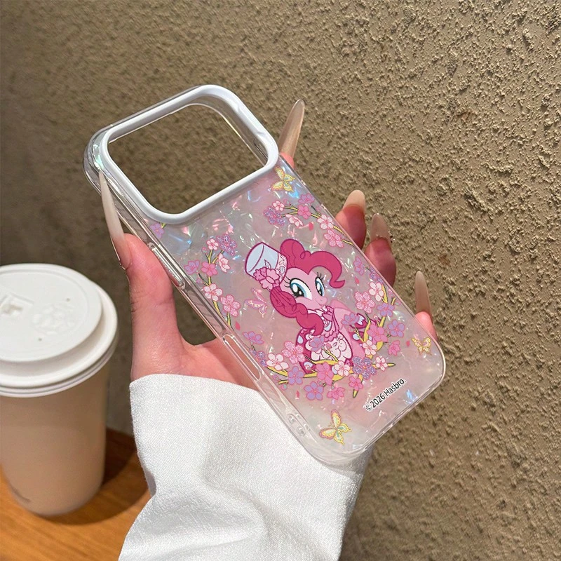 Một chiếc ốp lưng điện thoại bằng acrylic họa tiết vỏ sò với hình ảnh My Little Pony, chủ đề hoa đào, dễ thương, nữ tính, phong cách mùa xuân ngọt ngào, thiết kế hoạt hình anime, phù hợp với dòng iPhone 17/17 Pro/17 Pro Max/17/16/15/14/13/12. - Trong sáng - Xem 1