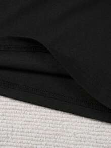 1 pieza de camiseta de manga corta con cuello redondo y estampado de corazones y diamantes en imitación de mezclilla para mujer, top casual de moda para mujer, ropa elegante para mujer, regalo de vacaciones, regalo de cumpleaños. - Negro - Ver 6