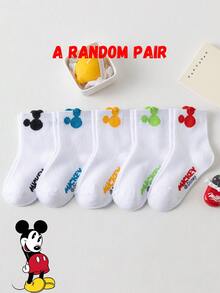 Disney 10/5/1 双装迪士尼袜子，可爱米奇白色船袜，带有彩色3D米奇耳朵图案，透气舒适卡通袜，适合儿童，可作礼物，夏季款 - 彩色 - 查看 18
