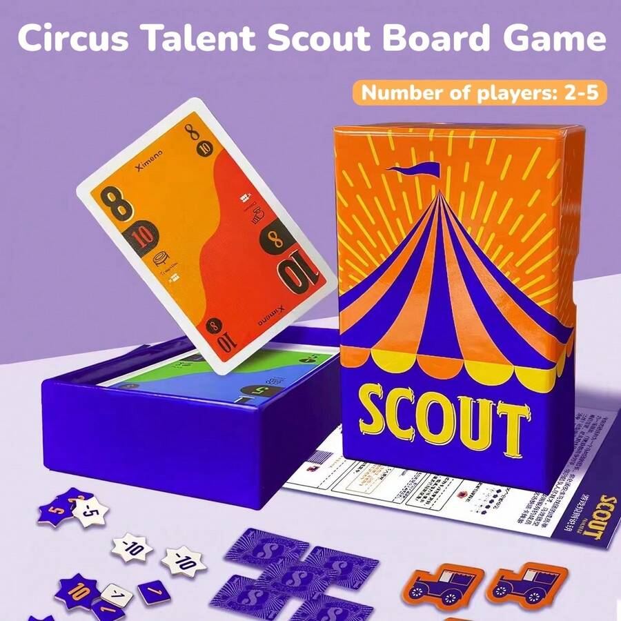 Oink Games Scout Card Game - Circus Talent Scout Board Game - Suitable For All Ages | Ideal For Holidays And Special Occasions | Great Gift Choice, Board Game, Card Game, Tabletop Game - Orange - View 1