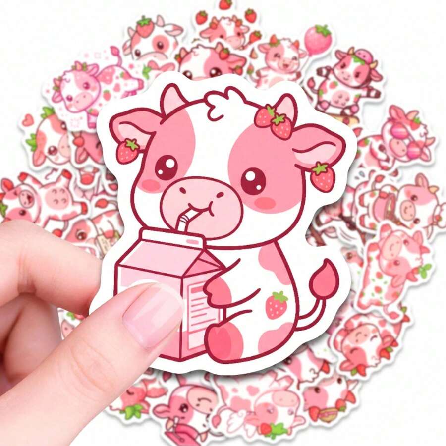 50 miếng dán hình bò dâu tây dễ thương, decal vinyl chống thấm nước dùng cho bình nước, laptop, điện thoại, sổ lưu niệm, nhật ký, quà tặng cho thanh thiếu niên, người lớn, người yêu động vật và trái cây, trang trí DIY cho hành lý, sổ tay, ván trượt, xe đạp, bộ sticker thẩm mỹ để cá nhân hóa đồ dùng, đồ dùng thủ công sáng tạo cho các dự án nghệ thuật, trang trí nhà cửa và văn phòng. - Nhiều màu - Xem 1