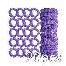 20 unidades de elásticos de cabelo em cetim de seda roxo, ideais para o verão, praia e férias. - Roxa - Ver 8