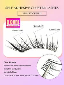 60pcs Self-Adhesive Natural False Eyelashes, C-Curl Cartoon Fox Eye Self-Adhesive Cluster Lashes, No Glue Needed, DIY Individual Eyelash Extensions, Suitable For Daily Wear, Work Commute, Travel, Gifts, Parties, Etc. - C - View 3