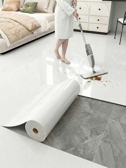 Adhesivo brillante para renovación de pisos - Adhesivo de vinilo extraíble y pelable para pisos y paredes, resistente al desgaste, impermeable, resistente a las manchas, fácil de limpiar y mantener, adecuado para baño, cocina, sala de estar, dormitorio, renovación y decoración de autocaravana