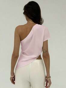 Blusa de unicolor casual y versátil para uso diario de mujer - Rosa - Ver 2