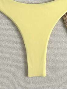 Braguitas de bikini con volantes de unicolor para mujer, sexy y ajustadas, para la playa y celebraciones de Halloween - Amarillo claro - Ver 5