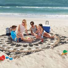 1pc Bohemian Cartoon Sun Patterned Beach Mat, Extra-Large Beach Mat, Lightweight And Durable. Ideal For Travel, Camping, And Picnics. Extra-Large Size For Adults. Highly Suitable For Beaches And Outdoor Adventures - B - View 4