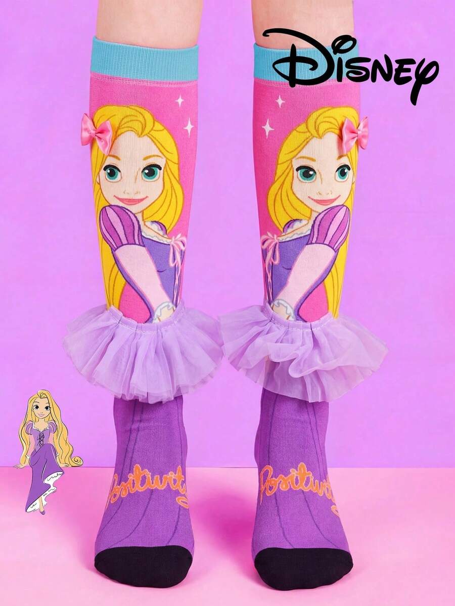 Vớ dài quá đầu gối hình Công chúa Disney 3D dễ thương, quà tặng chất lượng cao, đồ dùng cần thiết cho mùa tựu trường, vớ dài đến bắp chân thời trang hình Công chúa Disney dành cho các fan nhí. - Nhiều màu - Xem 1
