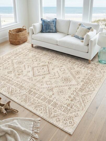Light Colored Vintage Bohemian Living Room Rug.Suitable For Kitchen,Dining Room,Imitation Cashmere Rugs For Bedroom,Festival Decorative Carpet For Living Room,Indoor And Outdoor,Office,Lobby,Area Rug,Non Slip Door Mat,Bathroom Rug,Corridor,Carpet In Study And Esports Area.