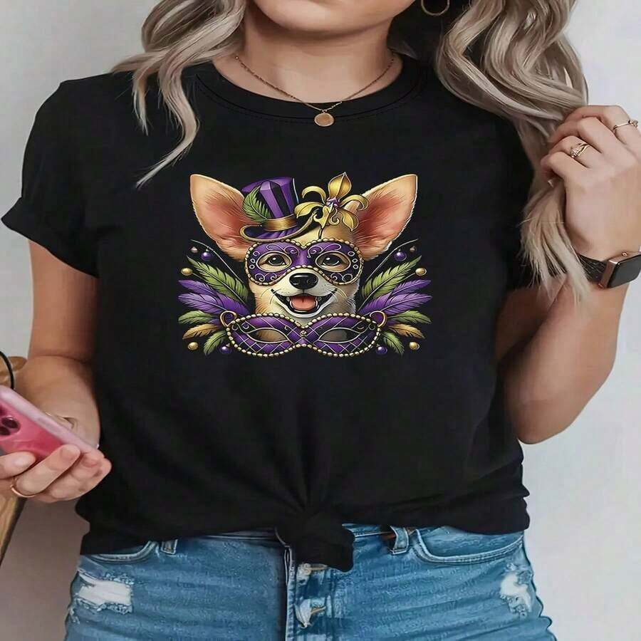 Plus Size Women's Plus Size Pineapple Print T-Shirt - Short Sleeve Summer Blouse With Round Neck And Fruit Print, Elegant Casual Top For Spring/Summer, Machine Washable For Beach Outfits And Casual Wear (When One Isn't Enough) - Unisex Vintage Urban Style Loose Cotton Short Sleeve Round Neck T-Shirt, Women's Blouses, Women's T-Shirts, Casual Blouses For Ladies - 黑色4 - 查看 1