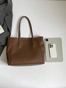 Fashionable Large Capacity Tote Bag, Casual & Personalized Tote Bag, Versatile Tote Bag For Women - Brown - View 6