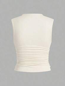 3 piezas Tops sin mangas plisados, tops sin mangas casuales de cuello plano para mujer, gran valor en paquete de 3, para el verano - Multicolor 3 - Ver 6