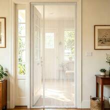 Magnetic Screen Door, Side-Opening Double-Sided Magnetic Mesh Screen Door, Anti-Mosquito Curtain, Polyester Fiber Mesh, High-Density Breathable Mesh Window, Patio Yard Fly Insect Screen Curtain, With Installation Accessories - White - White - View 8