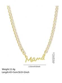 Quà tặng Ngày của Mẹ bằng vàng 18K thời trang - Dây chuyền khắc chữ "Mẹ/Mẹ yêu" - Dây chuyền cổ áo thời trang và cá nhân hóa - Vàng - Xem 11