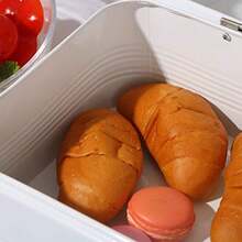 Caja de pan grande para cocina, contenedor de metal con tapa, 16.3 x 9 x 6.7 pulgadas, color blanco - Blanco - Ver 7