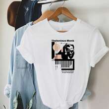 Music T-Shirt Thelonious Monk Straight No Chaser Jazz T1EE, Jazz Musician Gift, Minimalist Piano Shirt.JPG 100% Cotton Unisex T-Shirt - Premium Casual Comfortable Fit - 白色 - 查看 1