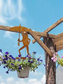 1/2 piezas Estaca de jardín con silueta de rana vintage rústica con paraguas, montada en el suelo, decoración exterior con tema animal, adecuada para el hogar y el jardín, decoración de césped para el Día de Acción de Gracias, sin electricidad ni batería requerida, decoración de jardín con ranas - A - Ver 2