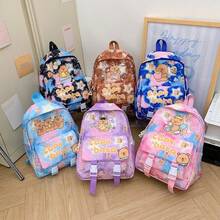 1个卡通水豚印花儿童背包，可爱幼儿书包 - 彩色 - 查看 2