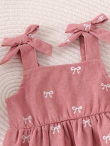 2pcs Baby Girls Cute Bowknot Decor Camisole Top + Shorts Set, Lightweight Summer Outfit - Pink - View 4