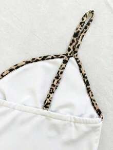 Camiseta ajustada de patchwork para mujeres - Blanco - Ver 3