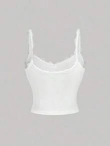 Camiseta sin mangas casual de mujer con parches de encaje, para verano - Multicolor 10 - Ver 6