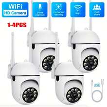 1/2/4 piezas Cámara de inalámbrica WiFi Full HD, conexión WiFi de 2.4G, tecnología avanzada de inclinación-giro-zoom, visión nocturna a todo color, audio bidireccional, seguimiento inteligente de movimiento, adecuada para monitoreo de ancianos/mascotas en interiores, cámara de para el hogar - Blanco - Ver 3