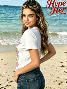 Best Seller 2026, Women's Short Sleeve Crew Neck Cotton T-Shirt With Kiss My Bass Fish Print, For Casual Or Office Wear, Modern Everyday Top, Summer Clothes For Women - 白色 7 - 查看 2