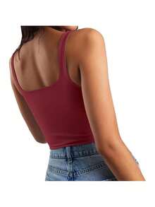 Women Tank Tops & Camis - Burgundy - View 4