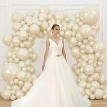 237 Stücke Elfenbein Perlen Latex Luftballons mit Perlen Dekor, geeignet für Geburtstagsfeiern, Hochzeiten, Abschlussfeiern, Babypartys, Jahrestage, Babypartys, Partys, Heimdekoration, Raumdekoration, Fotohintergrund, Neujahr und Valentinstag - Übersicht 7