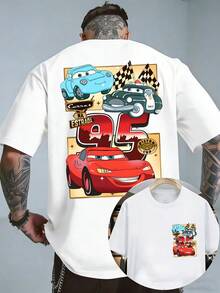 Men's Disney Cars Multi-Character Tee, Vintage Print, Casual Fit, Street Style. - trắng - Xem 1