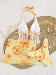 de bikini sexy con tirantes de espagueti y estampado aleatorio para mujeres 2026, conjunto de verano, elegante, Día de San Valentín, playa, vacaciones, casual, único, conjunto de verano, conjunto de vacaciones de verano, primavera, conjunto de Dí - Multicolor 4 - Ver 2